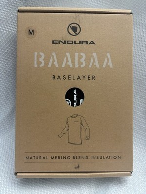 New Size Medium Enduro BAABAA Black Merino Blend Wool Long Sleeve Baselayer.