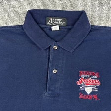 VINTAGE Cleveland Indians Shirt Mens Large Blue Polo Inner Harbor 90s Guardians
