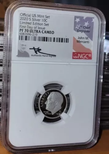 2020 S PF70 Roosevelt Dime Silver Limited Edition NGC Mercanti Flag Label FDI
