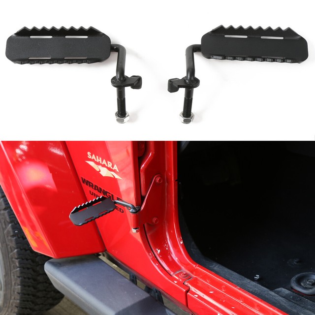 Pair Door Foot Pedal Rest Pedals Pegs For Jeep Wrangler JK JL 20072018 Black F eBay