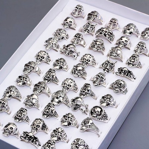 20pcs Skull Rings For Men and Women Punk Style Jewelry Silver Gold Colors - Picture 10 of 11