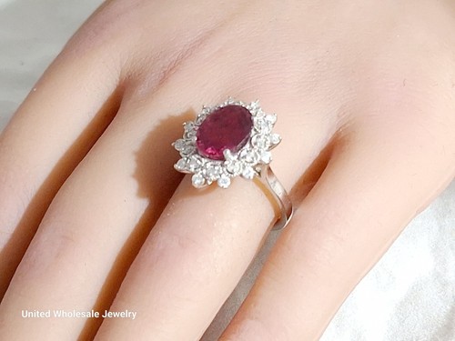 4.19Ct Genuine Mined Pink Tourmaline And Diamond Ring In Solid 14K White Gold - Picture 5 of 15