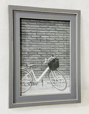 Gray Wood Picture Frame Fetco 5 x 7 See Defect ***On Back In Pictures