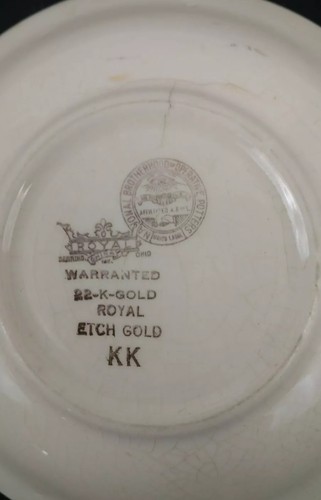 Royal China 22K Etch Gold Saucer National Brotherhood Of Operative Pottery Rare - Picture 7 of 7