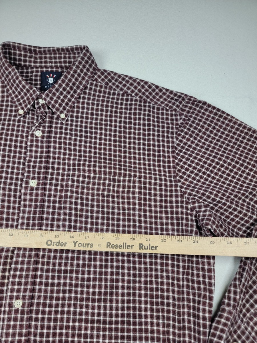 Ivy Crew 2XL Cotton Men's Long Sleeve Check Button Up Shirt Ivy Crew 2XL Cotton Men's Long Sleeve Check Button Up Shirt