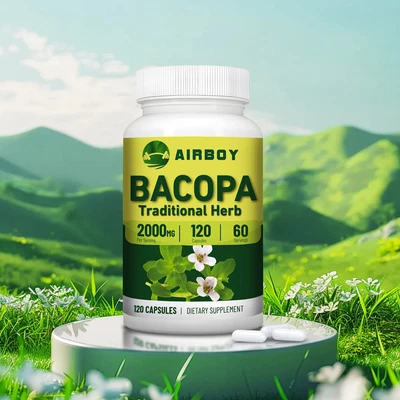 AIRBOY Bacopa Monnieri 2000 mg - Potenciador de la salud cerebral y la memoria, enfoque, nootrópico, cognitivo