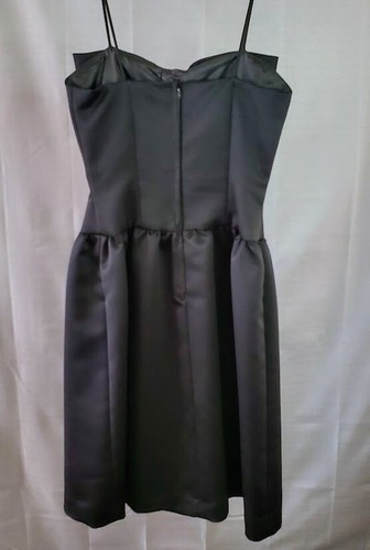 Act I New York Elegant Black Satin Cocktail Vintage Dress with Bow Detail Size 7 - Picture 3 of 6