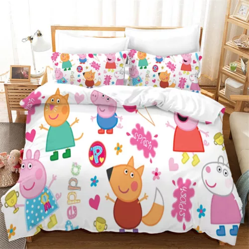 Peppa Pig Cartoon Quilt Duvet Doona Bezug Bettwäsche Set Single Double Queen Neu - Bild 11 von 36