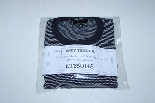 Todd Snyder Men's Small Navy Blue White Striped Knit Sweater - Picture 9 of 9