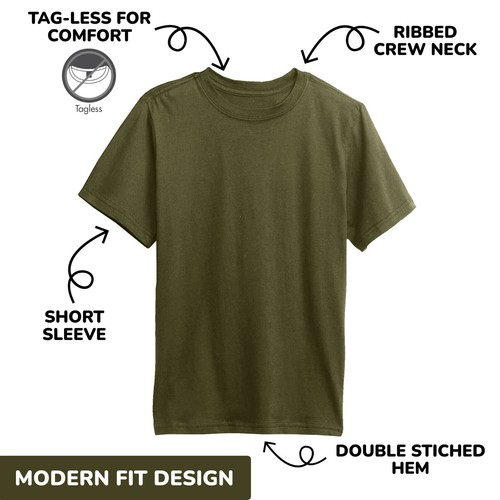 Boys Short Sleeve Crew Neck Premium Soft Cotton Blend TShirt (XS-2XL) NEW 5 PACK - Picture 28 of 48
