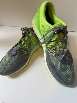 Size Saucony Freedom ISO Gray Slime Running Walking Shoes Nice 