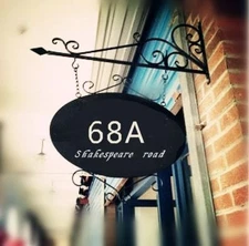 Personalize House Address Plaque Custom Hanging house Sign Bracket 