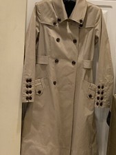 Diane Von Furstenberg Bogart Trench Coat Double Breasted %100 Cotton Sz10 P $750