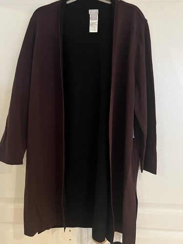 Chico’s Travelers zweifarbige Strickjacke vorne offen Größe 3 XL braun schwarz