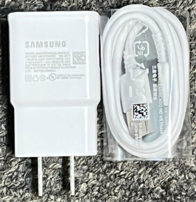 OEM SAMSUNG USB-A Charging Wall adapter EP-TA200 & Type-C Cable White