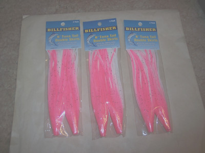 6'' Tuna Tail Skirts Billfisher Tuna Tail Skirts Pink Deep Sea Fishing 3 Packages