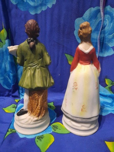 Vintage 6" Victorian Colonial Man & Woman Couple Pair Porcelain Figurines - Picture 5 of 8