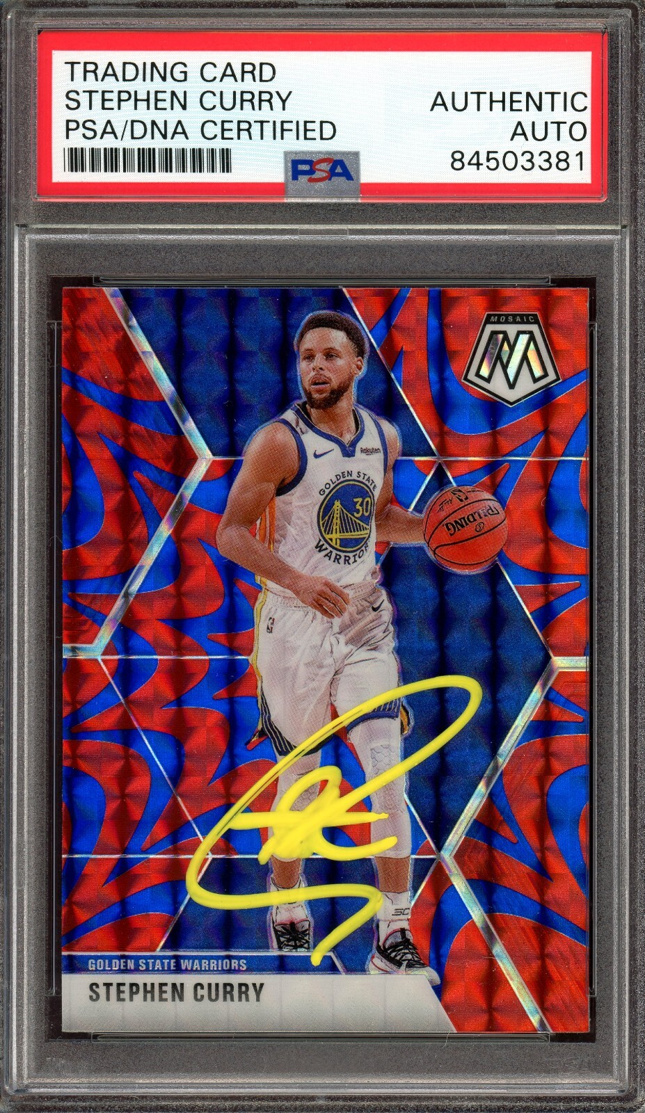 STEPHEN CURRY 2019-20 Mosaic Blue Reactive Autograph AUTO #70 Certified PSA/DNA
