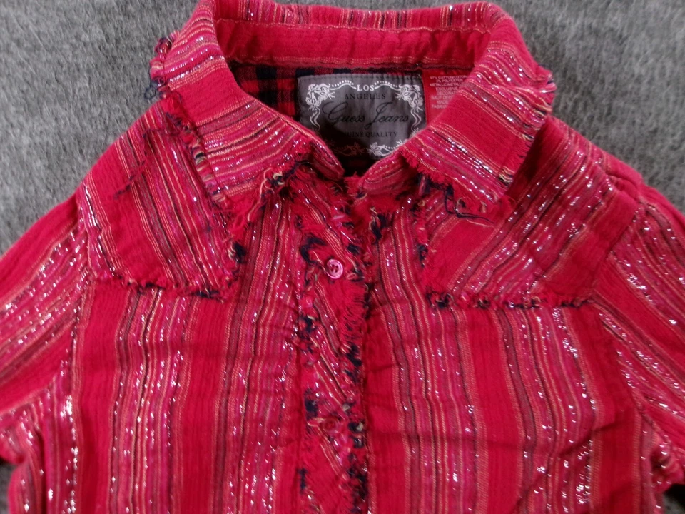 Guess Jeans Top Niñas Grande Rojo Western Rodeo Abotonada Vaquera Foto 2 de 4