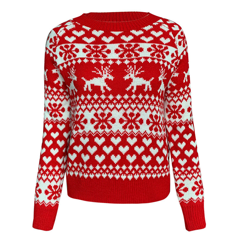 Womens Holidays Red White Reindeer 