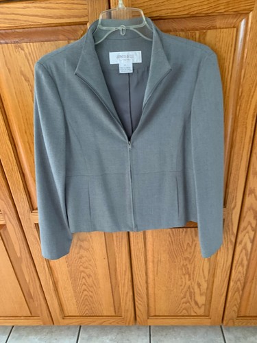Women's Jones & Co Gray Blazer Jacket Zipper Pockets Size 4 Lined - Picture 7 of 7