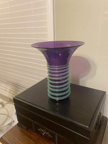 Orig hand blown Amethyst Art Glass Vase-MICHAEL J. SCHUNKE-Nine Iron Studios - Picture 9 of 11
