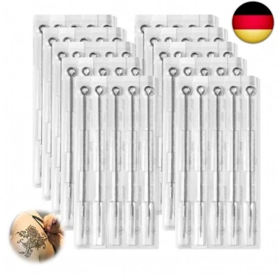 IMPODITIONGS 50 Stück 5 Typ Sterile Tätowiernadeln, Nadel Einweg Tattoo Nadeln, 1RL 3RL 5RL 7
