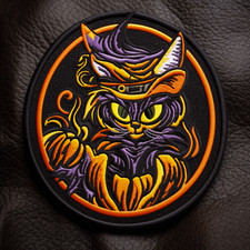 Spooky Cat Patch Iron-on Applique Halloween Costume Badge Cosplay Feline Animal