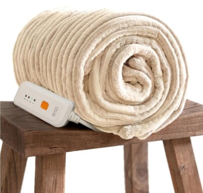 GOTCOZY Electric Blanket Heated Throw 50''X60''- Ribbed Faux Fur Heated 