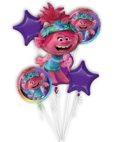 Trolls World Tour Foil Balloon Bouquet Birthday Party Supplies Decoration ~ 5pc - Picture 4 of 4