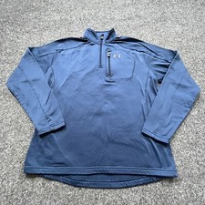 Under Armour Coldgear Sweatshirt 1/4 Zip Mens Size Medium Blue Zippered Pocket