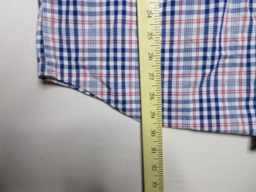 Berkley Jensen Plaid Print Button-Up Shirt Short Sleeve Collared Mens Sz L Blue - Picture 2 of 7