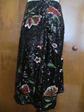 Anthropologie Maeve Women's Black Garden Glitz Evening Sequin Skirt New
