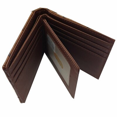 Men Wallet Western Bifold Check Book Cross Praying Cowboy Ostrich Brown