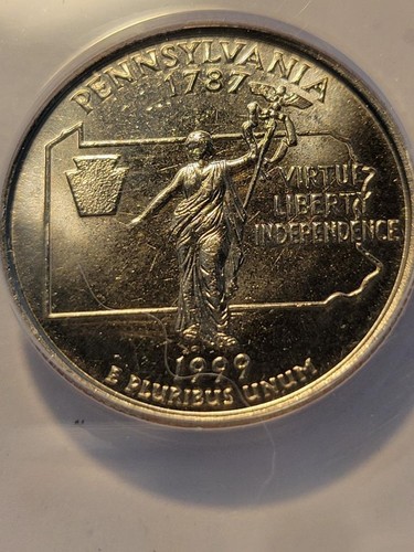 1999 D 25C STATE QUARTER PENNSYLVAINIA ANACS MS 66 #K199 - Picture 3 of 4