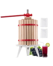 VEVOR Fruit Wine Press Manual Press for Wine Making 4.75 Gal/18L Wood Basket