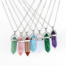 Column Quartz Pendant Necklaces Long Chain Natural Stone Crystal Necklace Choker