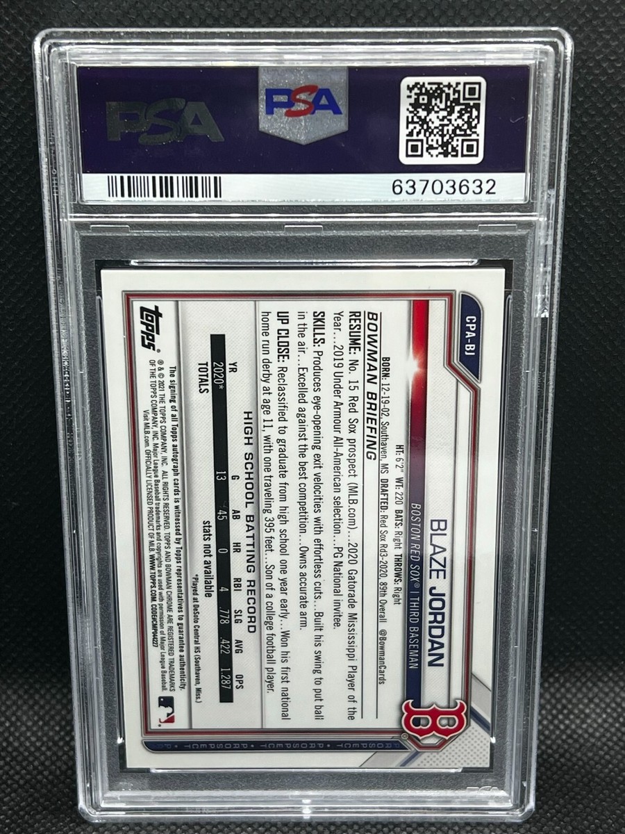BLAZE JORDAN 2021 Bowman Chrome 1st Auto ATOMIC REFRACTOR