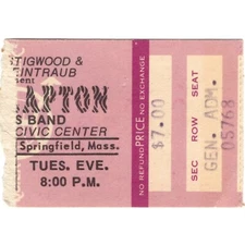ERIC CLAPTON & SANTANA Concert Ticket Stub SPRINGFIELD MA 6/24/75 CIVIC Rare