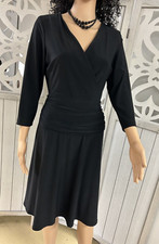 Nine West Black Rouch Tie Back Dress Size 12 Polyester/Spandex