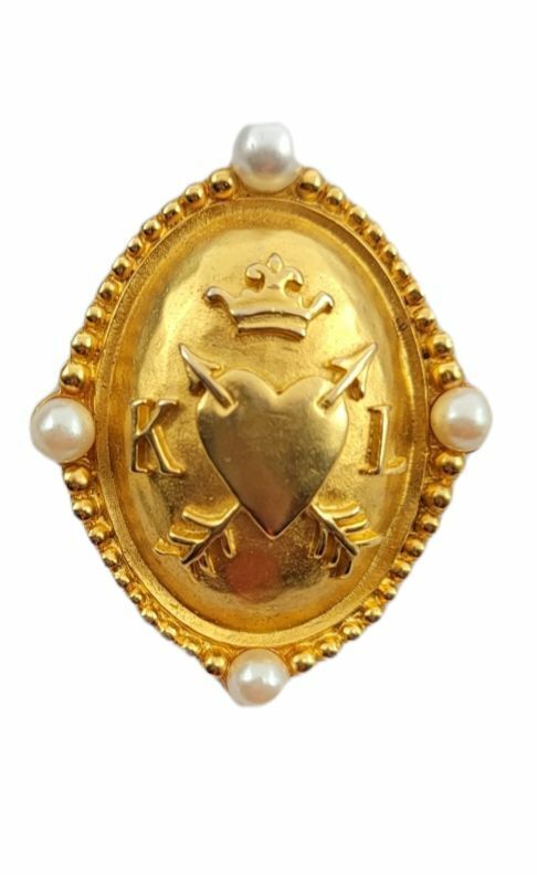 Karl Lagerfeld Goldtone Faux Pearl Signature Pin - image 4