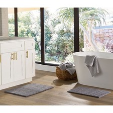 Cut  Loop Reversible 2-Piece Bath Rug Set, Gray, 17 x 24  20 x 30