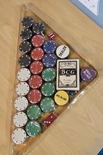 Poler Chip Set With Playing Cards Dice  And Dealer/Blind Buttons Sealed