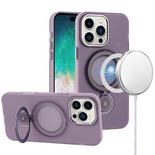 For iPhone 16 PRO MAX Case Magnetic Circle Ring 360 degree Stand Tempered Glass