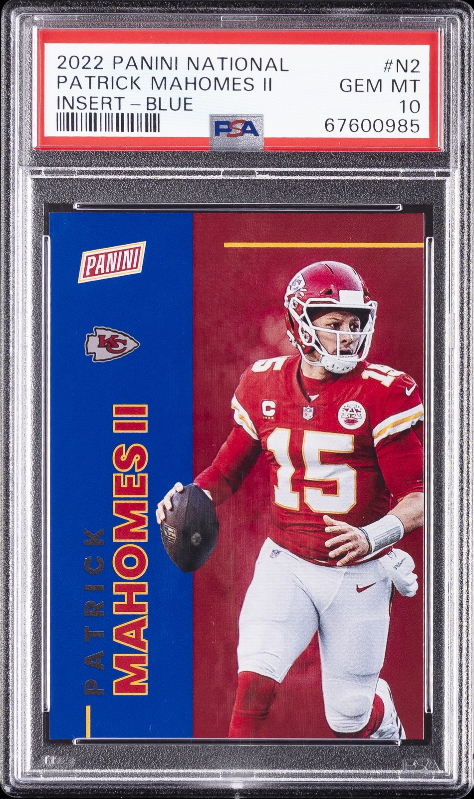 2022 PANINI NATIONAL INSERT BLUE #N2 PATRICK MAHOMES II 7/50 PSA 10