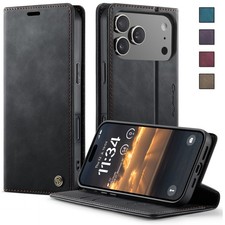 Leather Magnetic Wallet Flip Case For iPhone 17 16 15 14 13 12 11 Pro Max 8 Plus