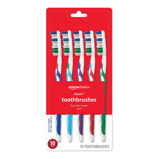 Amazon Basics Clean Plus Toothbrushes, Soft, Full, 10 Count, 1 Pack