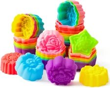 Paquete de 42 moldes de silicona para cupcakes con forma de múltiples flores