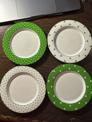 4 Kate Spade Lenox Larabee Road Green Polka Dot 5.75" Tidbit/Appetizer Plates - Picture 1 of 5