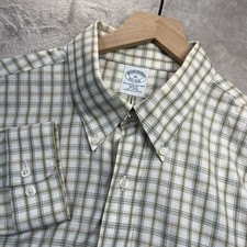 Brooks Brothers 1818 Mens XL Green Plaid Slim Fit Long Sleeve Button Down Shirt